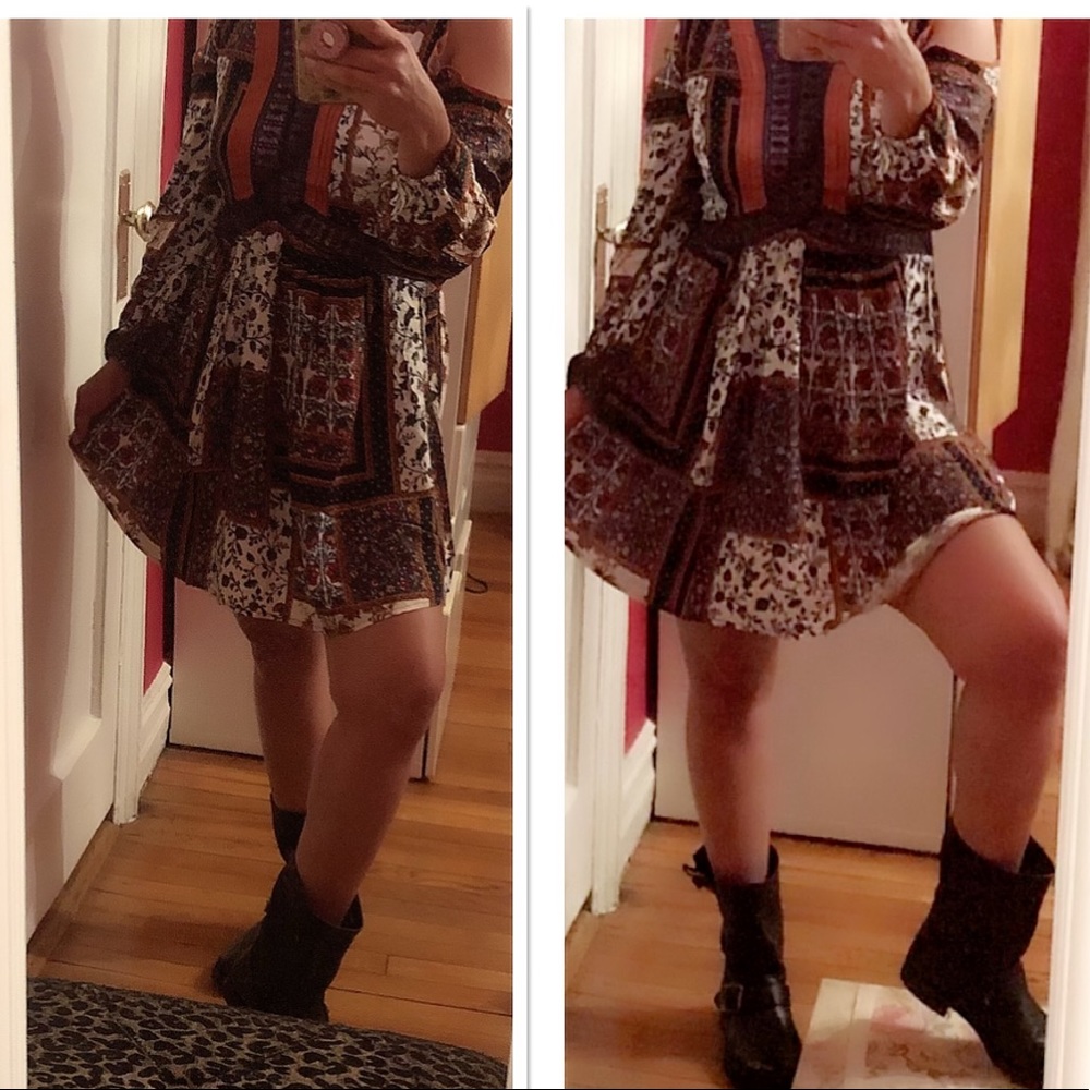 Bohemian Multi-Printed Long Sleeve Mini Dress Tunic - Picture 11 of 14